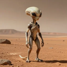 realistic photo of an alien on mars, high quality, alien, very beautiful