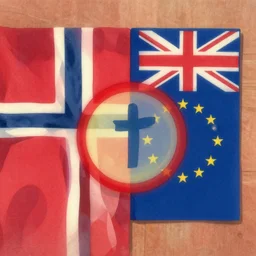 Norway puts the European Union and the United Kingdom on alert, ultrarrealistic, flat texture, studio ghibli