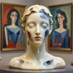 3 d liquid simulation with melting face, beautiful model face, beautiful latex body sculpture, kandinski, monet, picasso, artstation, octane render, unreal engine, luxury elegant art, art noveau