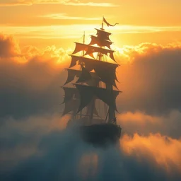 the flying dutchman emerges from the fog, torn sails, atmospheric lighting, golden hour, intricate painting by greg rutkowski, rhads, ferdinand knab, makoto shinkai lois van baarle, ilya kuvshinov, ruan jia, tom bagshaw