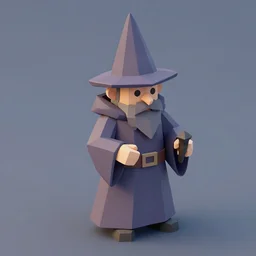 Isometric low poly 3D model of a wizard, Unreal Engine, Blender, 4K, sharp