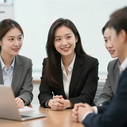 3 people in business meeting fantastic portrait hyperrealism