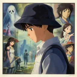 young boy in a bucket hat!! wearing uniform, tan, side view, looking down | | audrey plaza, fine detail!! anime!! realistic shaded lighting!! poster by ilya kuvshinov katsuhiro otomo ghost - in - the - shell, magali villeneuve, artgerm, jeremy lipkin
