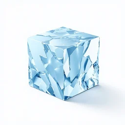 cube of ice, very high detailed digital art, flat background
