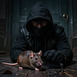 thief mouse / rat in noir style, detailed