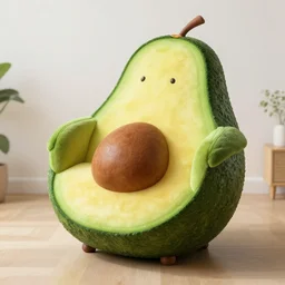 create a highly realistic armchair in shape of a avocado 🥑