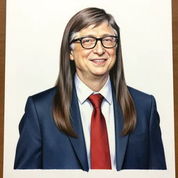 Bill gates wearing Rin Tohsaka's clothing, drawn in the style of Stanley Artgerm Lau, extremely detailed