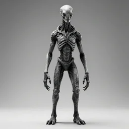photorealistic detailed tall skinny humanoid creature, extremly detailed, black and white, 8 k, realistic, sharp focus, from the movie the thing