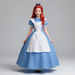 red head queen gown, full body, alice in wonderland theme, disney photo realistic, octane render, 8 k, unreal engine, hd, cinematic lighting
