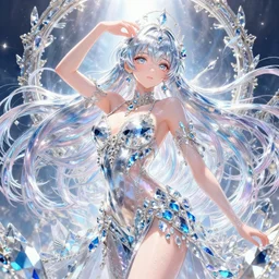 the portrait of the absurdly beautiful, graceful, elegant, gorgeous, sensual anime goddess made of crystals, an ultrafine hyperdetailed illustration by kim jung gi, irakli nadar, intricate linework, bright colors, octopath traveler, glamour pose, final fantasy, unreal engine 5 highly rendered, global illumination, radiant light, intricate environment, by rhads, andreas rocha,