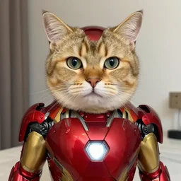 cat in an iron man suit