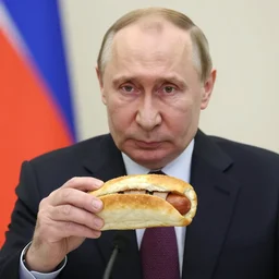 putin holding a sausage roll