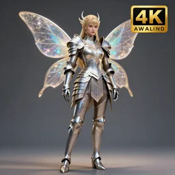 full length photo of a fairy warrior wearing sparkling armour, highly detailed, 4 k, hdr, smooth, sharp focus, high resolution, award - winning photo