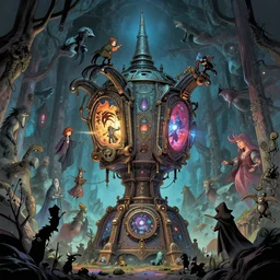 teleportation machine in a fantasy world, with wizards and other magical creatures using it to travel around by jeff lemire