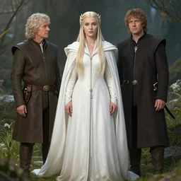 galadriel in lothlorien, art by alan lee and keith parkinson