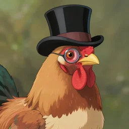 portrait of a rooster, with top hat!!! and monocle!!!, by studio ghibli