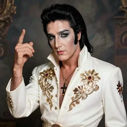 emo gothic elvis model pose, glam photo