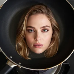 jennifer annistons face in a pan