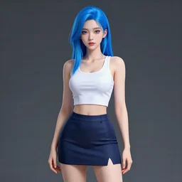 digital illustration of cyberpunk pretty girl with blue hair, wearing a short mini skirt and tank top, with a cyberpunk dragon in city street at night, by makoto shinkai, ilya kuvshinov, lois van baarle, rossdraws, basquiat