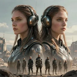 beautiful sci - fi twins, fantasy art portrait, ultra realistic, cinematic, blade runner tech, wide angle, highly detailed by wayne barlowe, hajime sorayama, boris vallejo, raf grassetti, neville page, aaron horkey, craig mullins, roberto ferri, artstation