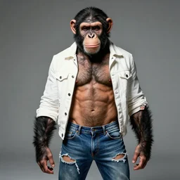 ripped physique telekinesis man disguised as a chimpanzee whilst wearing a white jacket jean sebastien rossbach jeff easley jen bartel staedtler