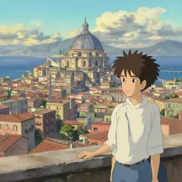 italian city of naples, painting by alex horley makoto shinkai matte miyazaki painting