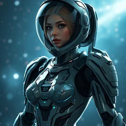 beautiful hourglass feminine cyborg in full body skin space suit, helmet, concept art, joshua rife, photoshoot, intricate, highlydetailed, space background, artstation 4 k raytracing, shadows, highlights, illumination