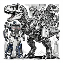 intricate mechanical robot trex dinosaur skull, transformer, symmetrical illustration, bold line symmetrical illustration by peter gric, hr giger, kim jung gi, joe fenton, scifi, screen print, trending on art station, sharp, high contrast, ultrafine hyper detailed,