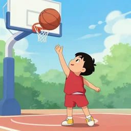 kid shooting a basketball, animated, animation