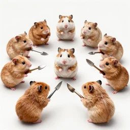 highly detailed illustration featuring hamsters in battle, stephen bliss, unreal engine, fantasy art by greg rutkowski, global illumination, radiant light, detailed and intricate environment, hamsters, hamsters holding rifles, hamsters dressed in battle gear
