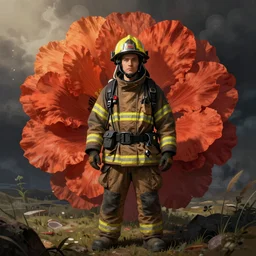 flower fireman, digital matte painting, art by greg rutkowski