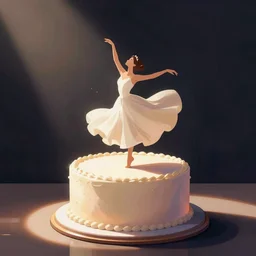 dancing birthday cake, full shot, ambient lighting, illustration, digital art,