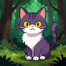 a portrait of a cat in the forest, trending on deviantart, made in ms paint, edgy, 2 0 0 0 amv