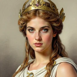 portrait, stunningly attractive goddess Athena, super fine digital airbrush and pastels, extremely high detail, digital pen and digital ink, intricate illustration, by Stephen Bradbury, Frank Frazetta, Wendy Froud, artstation, WLOP, deviantart, Pixiv