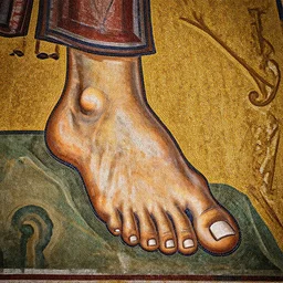 a Byzantine mosaic of big foot, high detail, 8k