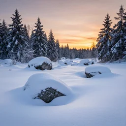 julius _ sergius _ klever _ winter _ landscape evening _ rocks _ trees _ snow _ epic _ beautiful _ sunset snow