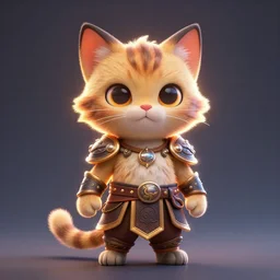 super cute fantasy cat warrior 3D concept art by Gediminas Pranckevicius, glowing effect, centered, sharp focus,  beautiful detailed, face very realistic, Game Art, hyper detailed, no background, cartoon, cinematic, raytrace, Trend on artstation, C4D