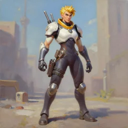 fullbody oil painting of tracer overwatch in the style of sophie anderson,