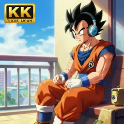 vegeta and goku sitting on a balcony while listening to music, anime key visual, aesthetic, trending on artstation, 8 k