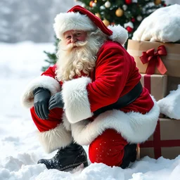 santa claus is sitting on santa claus's knee