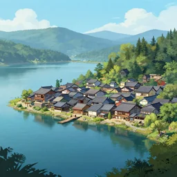 photo the last us part 2 small japanese lakeside town : 5 4 k rtx hdr volume light concept studio matte painting environment digital illustration fanart artstation by eytan zana and balazs agoston, jad saber, aaron limonick, pablo dominguez and florent lebrun and robby johnson