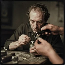 meticulous technique convey objects with unprecedented and convincing realism interpolated rotoscope fusing a dream world of imagination with closely observed reality intact flawless ambrotype fromevil theme wow photo realistic postprocessing profoundly disturbing roger deakins cinematography