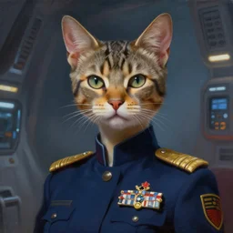 epic professional digital art of female human - cat hybrid starship military officer, humanoid head, cat ears, painting, by leesha hannigan, iris van herpen, artstation, cgsociety, wlop, epic, much wow, much detail, gorgeous, detailed, masterpiece