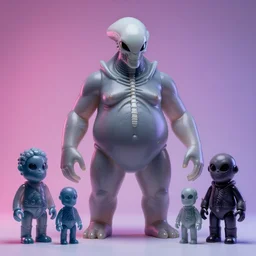 hyperrealistic rendering, fat smooth cronenberg flesh monster transparent grey alien with skull and spine by donato giancola and greg rutkowski and wayne barlow and zdzisław beksinski, product photography, action figure, sofubi, studio lighting, colored gels, colored background