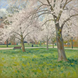 gorgeous painting of a park in spring by carl larsson