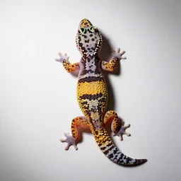 spotted gecko, studio photography, full body, isolated on a pure white background, centered, entire subject in frame, sharp focus, soft studio lighting