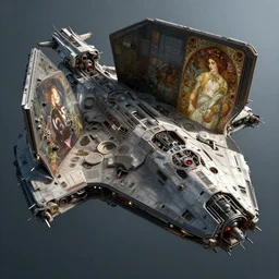 technical view of a spaceship, folding - time, ultra - realistic, concept art, intricate details, eerie!, highly detailed, photorealistic, octane render, 8 k, hdr, unreal engine. art by artgerm and greg rutkowski and alphonse mucha