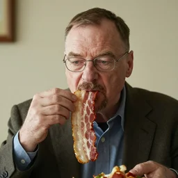walter white eating bacon, photography,