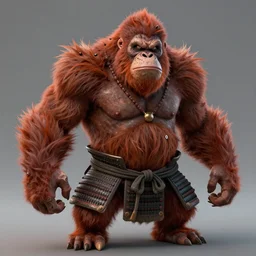 extremely scary angry tough rough looking samurai orangutan. japanese warrior character, scary, gruffness, interesting 3 d character concept by square enix, in the style of league of legends, hyper detailed, cinematic, final fantasy, character concept, ray tracing, fur details, maya, c 4 d, artstation