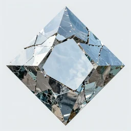 broken diamond pattern reflecting, realistic, unsymetrical